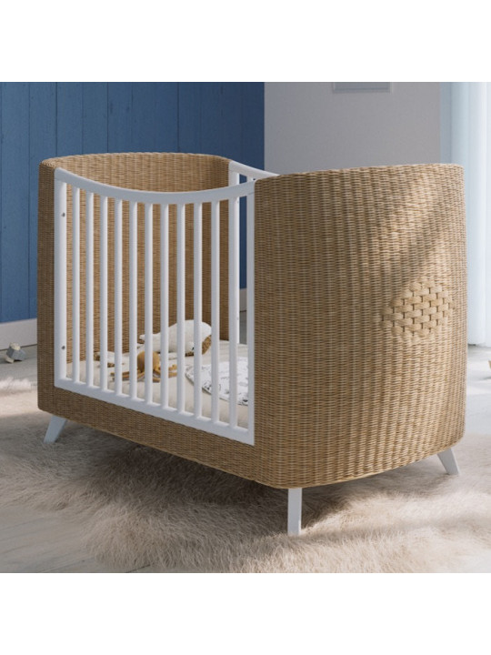 Culla evolutiva Coquillage in rattan 60x120 bianca - Théo Bébé