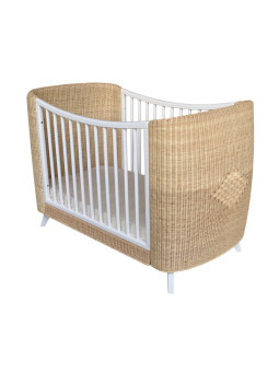 Culla evolutiva Coquillage in rattan 60x120 bianca - Théo Bébé