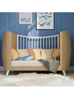 Culla evolutiva Coquillage in rattan 70x140 bianca - Théo Bébé
