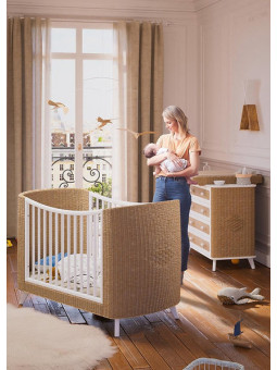 Culla evolutiva Coquillage in rattan 70x140 bianca - Théo Bébé