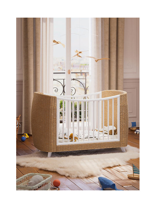 Culla evolutiva Coquillage in rattan 70x140 bianca - Théo Bébé