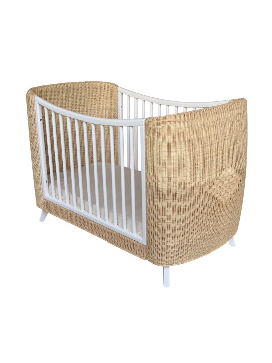 Culla evolutiva Coquillage in rattan 70x140 bianca - Théo Bébé