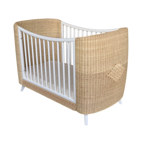 Culla evolutiva Coquillage in rattan 70x140 bianca - Théo Bébé