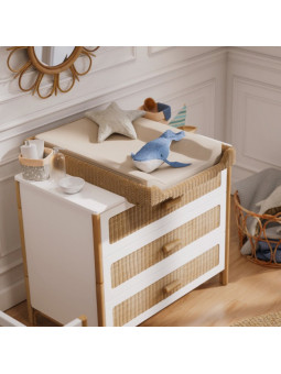Cassettiera con Fasciaotio Coquillage in Rattan - Théo Bébé