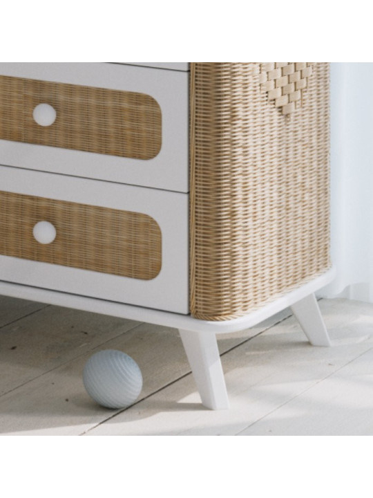 Cassettiera con Fasciaotio Coquillage in Rattan - Théo Bébé