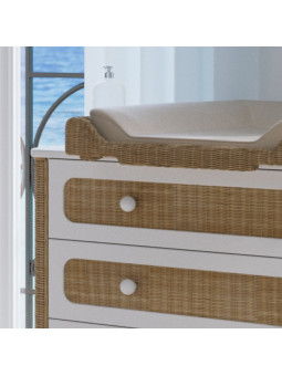Cassettiera con Fasciaotio Coquillage in Rattan - Théo Bébé