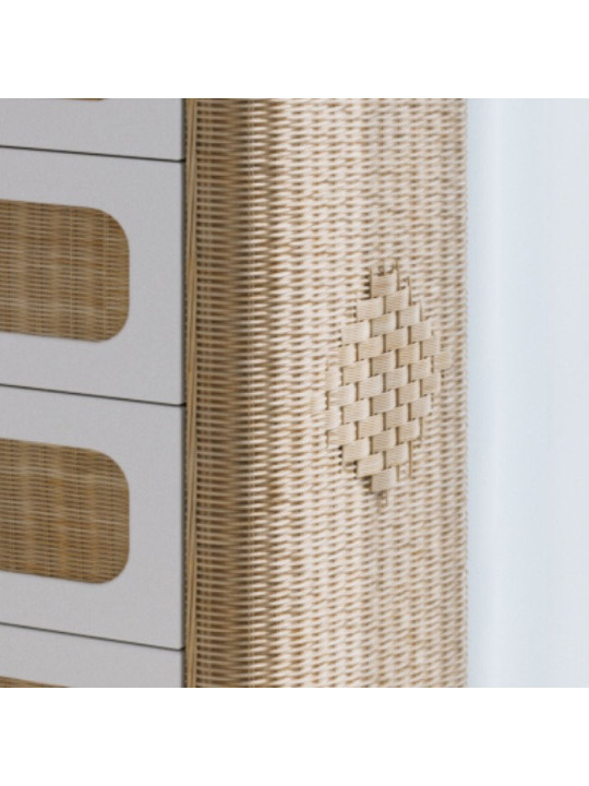 Cassettiera con Fasciaotio Coquillage in Rattan - Théo Bébé