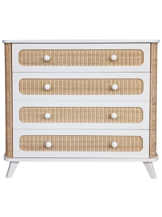 Cassettiera con Fasciaotio Coquillage in Rattan - Théo Bébé