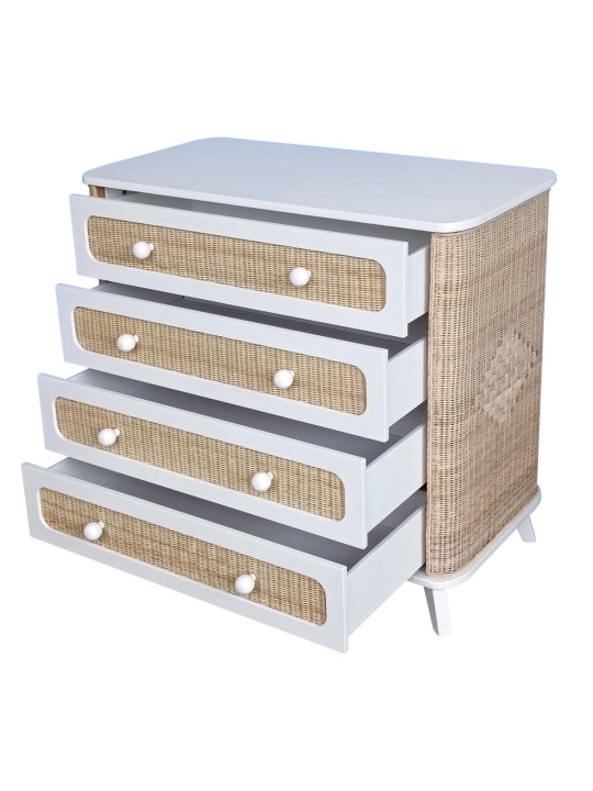 Children's Chest of Drawer Coquillage in Rattan - Théo Bébé