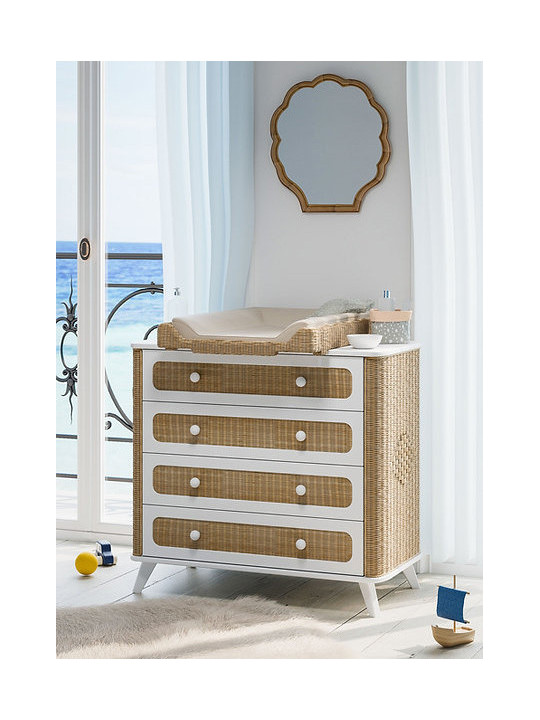 Children's Chest of Drawer Coquillage in Rattan - Théo Bébé