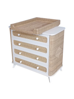 Children's Chest of Drawer Coquillage in Rattan - Théo Bébé