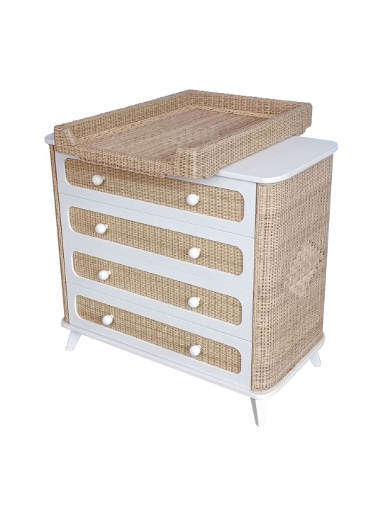 Children's Chest of Drawer Coquillage in Rattan - Théo Bébé