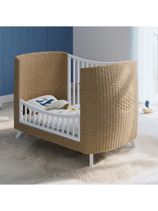 Culla evolutiva Coquillage in rattan 60x120 bianca - Théo Bébé