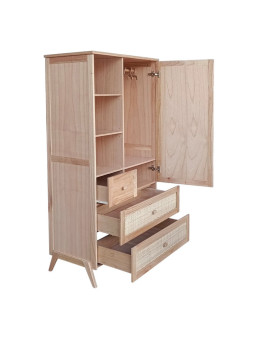 Armadio Marélia in Legno Naturale e Rattan - Théo Bébé