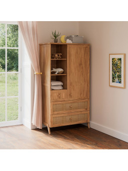 Armadio Marélia in Legno Naturale e Rattan - Théo Bébé