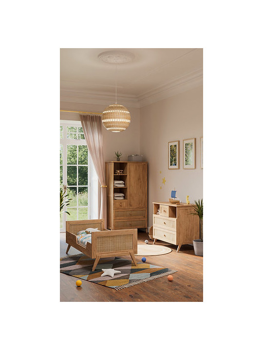 Chest of Drawers Marélia in Natural Wood and Rattan - Théo Bébé