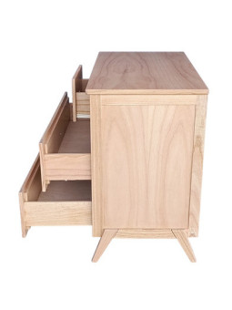 Chest of Drawers Marélia in Natural Wood and Rattan - Théo Bébé