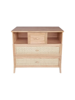 Chest of Drawers Marélia in Natural Wood and Rattan - Théo Bébé