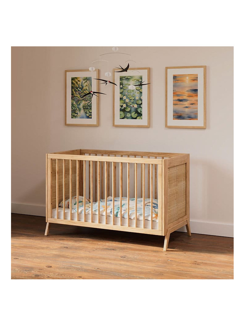 Marélia Evolutive Bed in rattan 60x120 natural wood - Théo Bébé