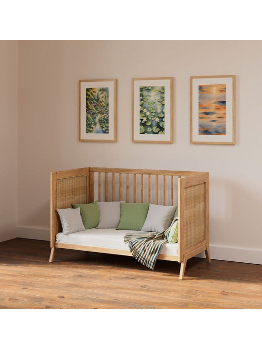 Marélia Evolutive Bed in rattan 60x120 natural wood - Théo Bébé