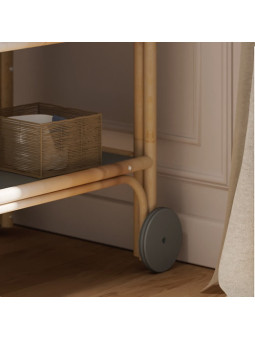 Océania Changing Table in Rattan and Grey Wood - Théo Bébé