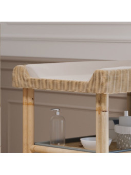 Océania Changing Table in Rattan and Grey Wood - Théo Bébé