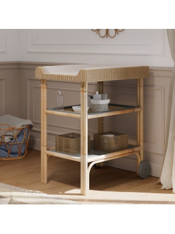 Fasciatoio Océania in rattan e legno grigio - Théo Bébé