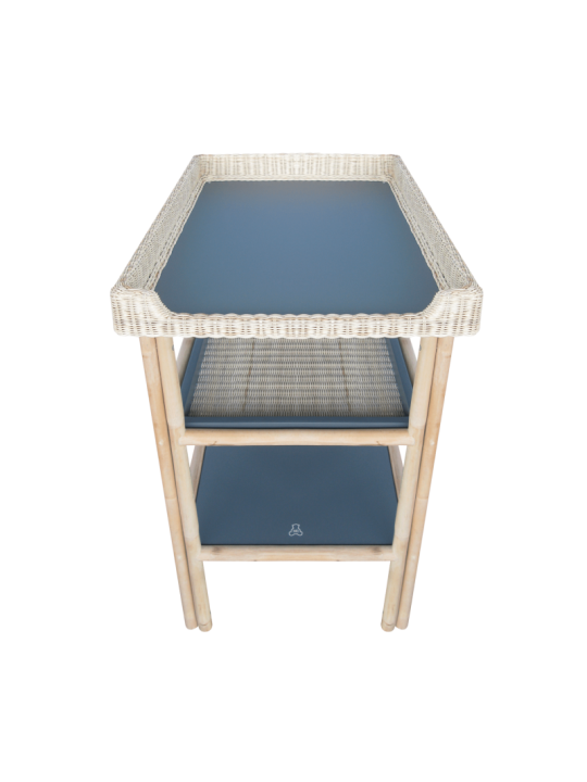 Océania Changing Table in Rattan and Grey Wood - Théo Bébé