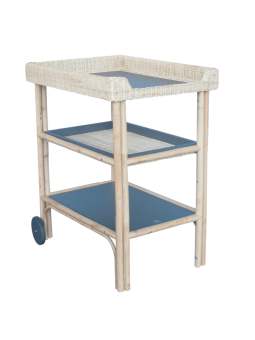 Océania Changing Table in Rattan and Grey Wood - Théo Bébé