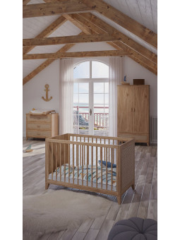 Armadio per Camerette Bambini Nami in Legno Naturale e Rattan - Théo Bébé