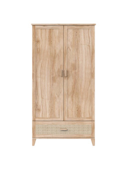 Armadio per Camerette Bambini Nami in Legno Naturale e Rattan - Théo Bébé