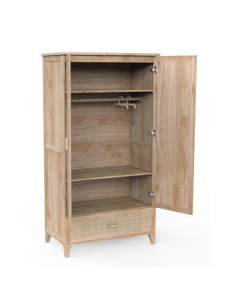 Armadio per Camerette Bambini Nami in Legno Naturale e Rattan - Théo Bébé