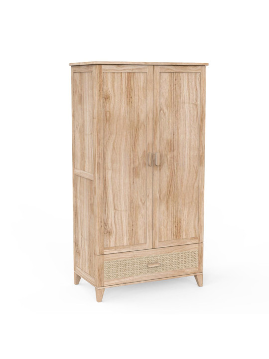 Armadio per Camerette Bambini Nami in Legno Naturale e Rattan - Théo Bébé