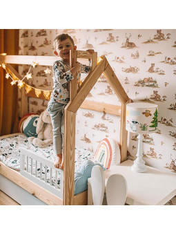 Solid FSC Pine Wooden Hut House Bed for Children and Kids Bedroom