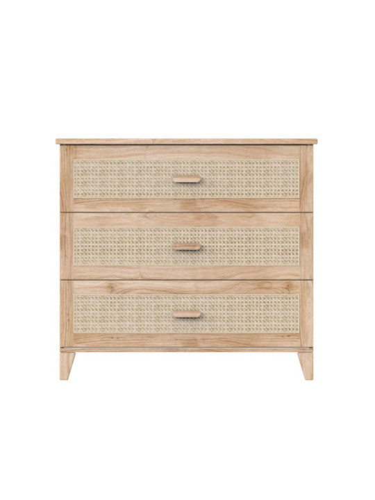 Chest of Drawers Nami in natural wood and rattan - Théo Bébé