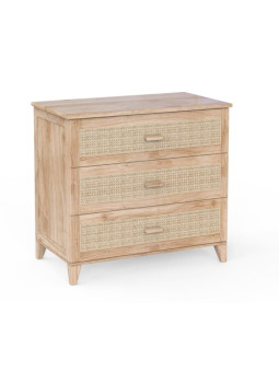 Chest of Drawers Nami in natural wood and rattan - Théo Bébé
