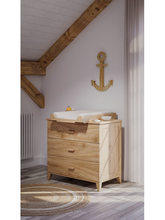 Cassetteria con Fasciatoio Naïa in Legno Naturale - Théo Bébé