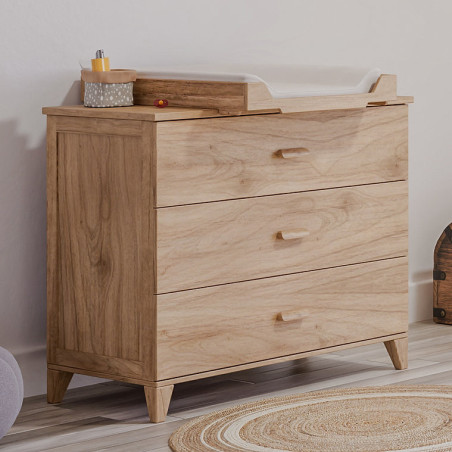 Cassetteria con Fasciatoio Naïa in Legno Naturale - Théo Bébé
