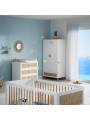 Children's Wardrobe Nami in White Wood and Rattan - Théo Bébé
