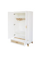 Children's Wardrobe Nami in White Wood and Rattan - Théo Bébé