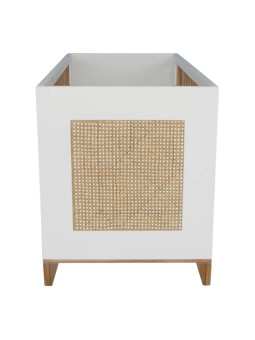 Nami Evolutive Bed 60x120 in White Wood & Natural Rattan  - Théo Bébé