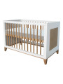Nami Evolutive Bed 60x120 in White Wood & Natural Rattan  - Théo Bébé