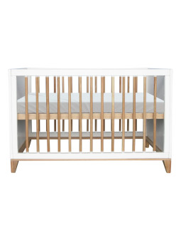 Nami Evolutive Bed 60x120 in White Wood & Natural Rattan  - Théo Bébé