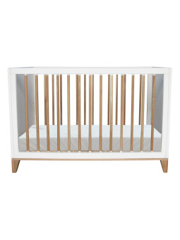 Nami Evolutive Bed 60x120 in White Wood & Natural Rattan  - Théo Bébé