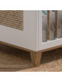 Nami Evolutive Bed 60x120 in White Wood & Natural Rattan  - Théo Bébé