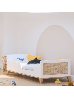 Culla Nami 70x140 in Legno Bianco e Rattan - Théo Bébé