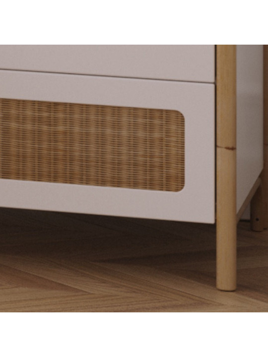 Wardrobe Océania in White Wood and Rattan - Théo Bébé
