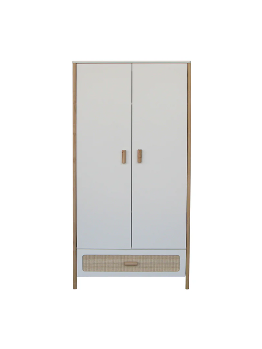 Armadio Océania in Legno Bianco e Rattan - Théo Bébé