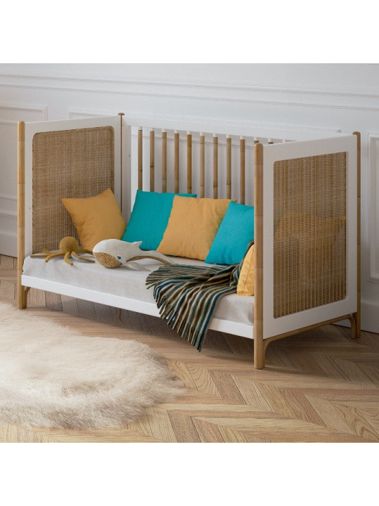Culla Océania 60x120 in Legno Naturale e Rattan - Théo Bébé
