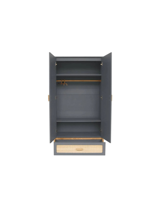 Armadio Océania in Legno Grigio e Rattan - Théo Bébé